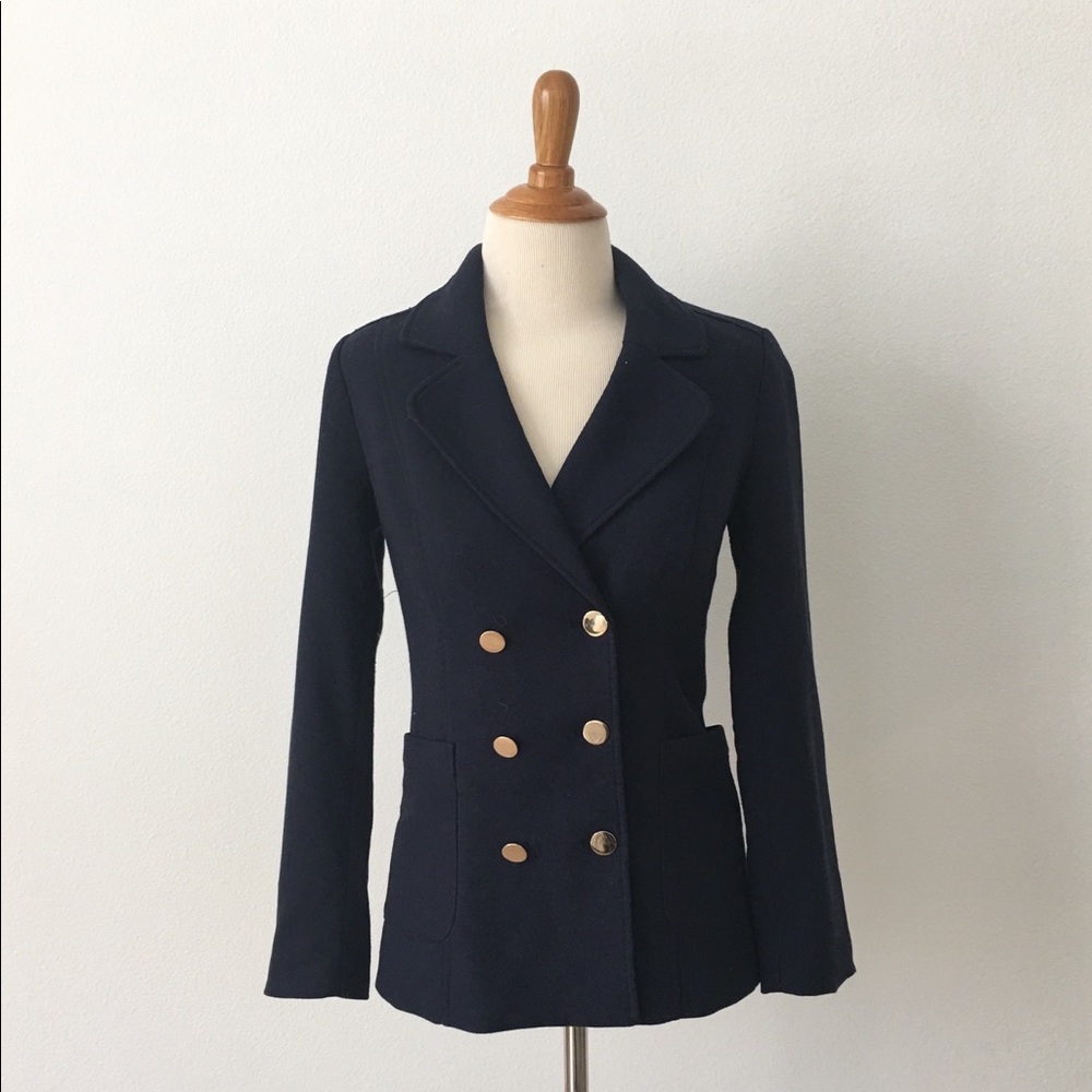 Double-Breasted Navy Blazer w/ Gold Buttons